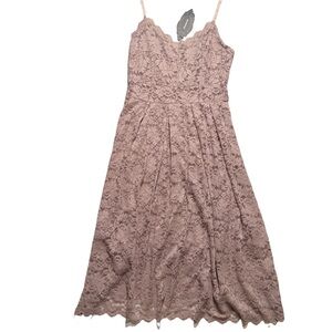 NWT Atulewhi Women’s Long Midi Lace Party Bridesmaid Formal Zip Dress Pink, M